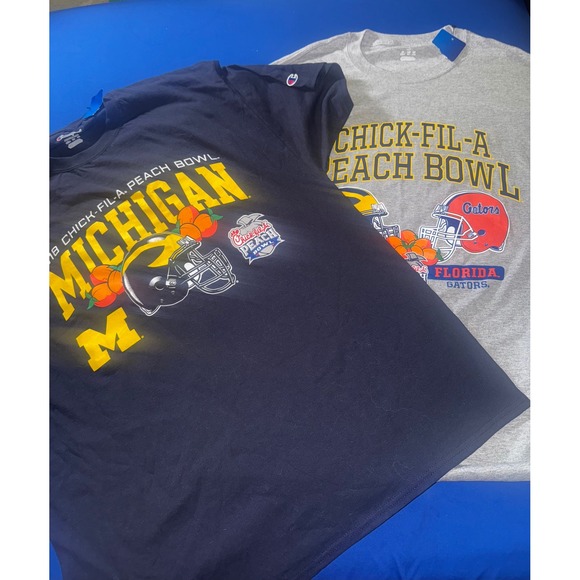 2 Champion Peach Bowl T-Shirt Michigan‎ Wolverines Gators XL - Picture 1 of 4